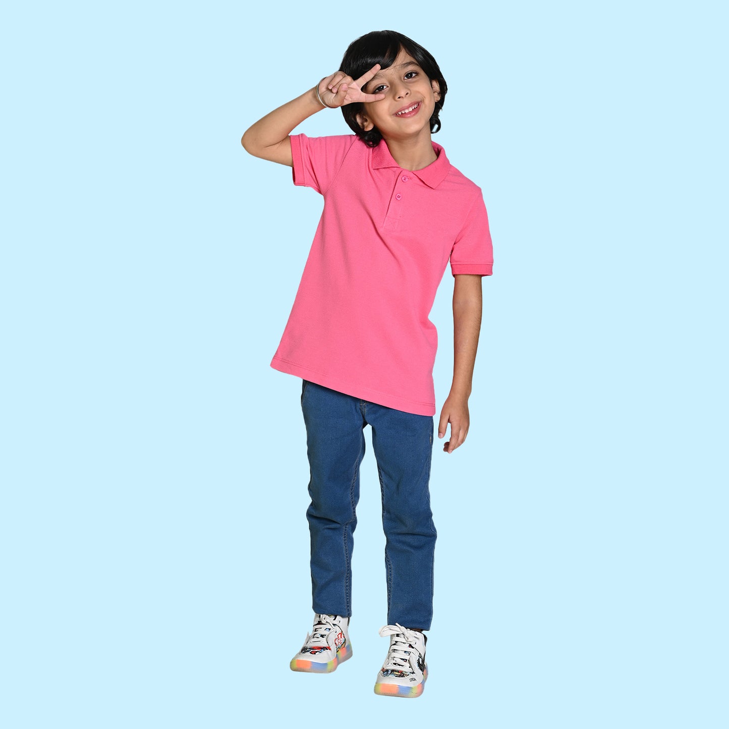 Nusyl solid bubblegum pink boys polo t-shirts
