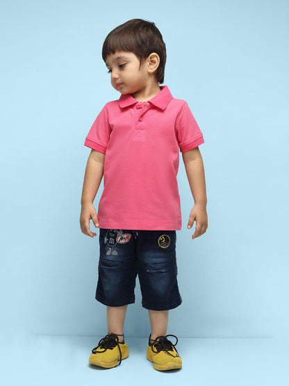 Nusyl Solid Bubblegum Pink Infants Polo t-shirt