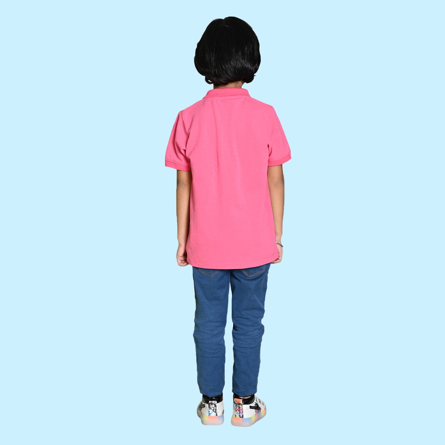 Nusyl solid bubblegum pink boys polo t-shirts
