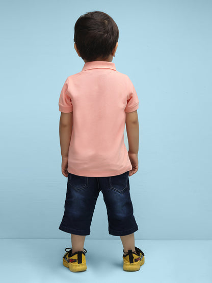 Nusyl Solid Peach Infants Polo t-shirt