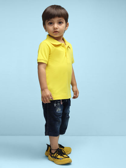 Nusyl Solid Bright Yellow Infants Polo t-shirt