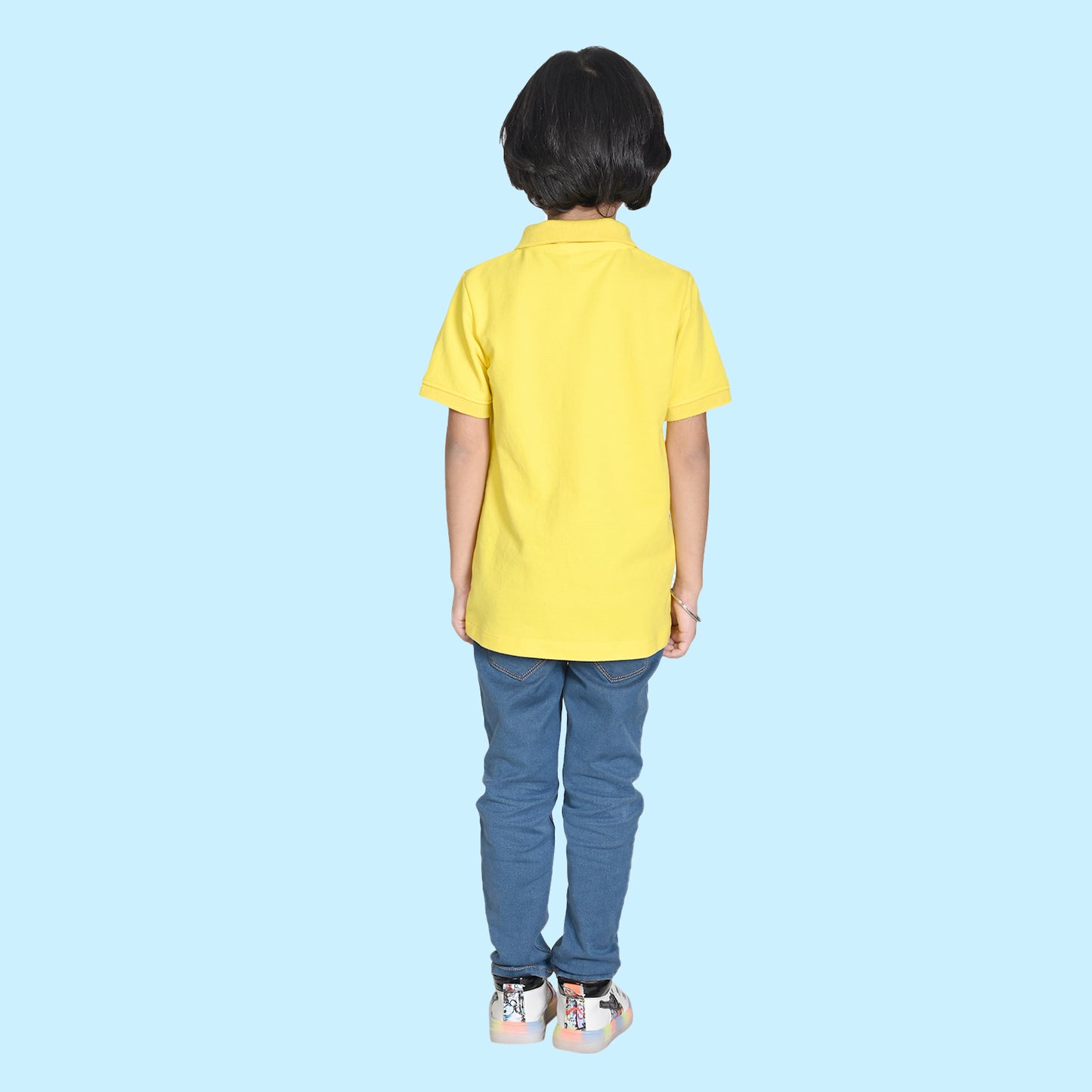 Nusyl solid bright yellow boys polo t-shirt