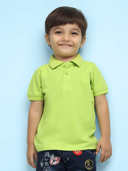 Nusyl Solid Lime Green Infants Polo T-shirt