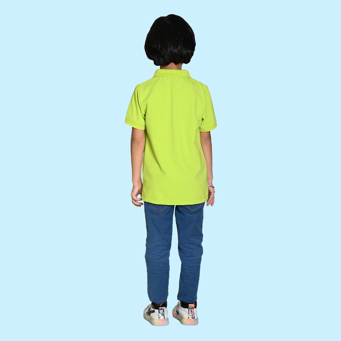 Nusyl solid Lime green boys polo T-shirts