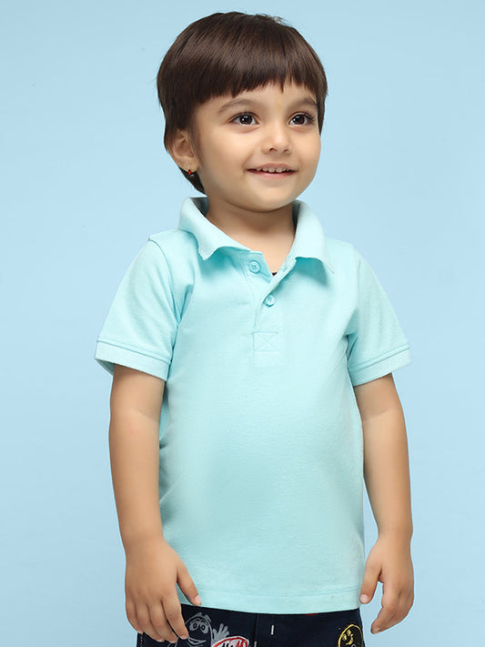 Nusyl Solid Light Blue Infants Polo t-shirt