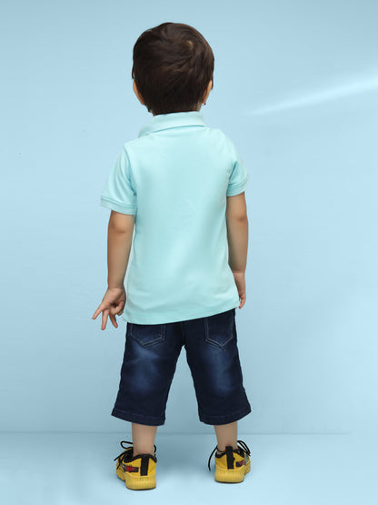 Nusyl Solid Light Blue Infants Polo t-shirt
