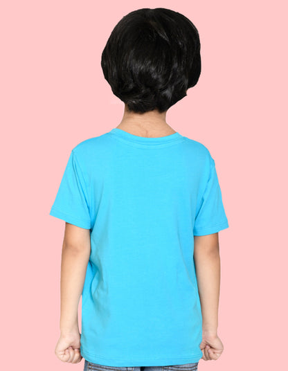 NUSYL Boys Sky Blue Bio Washed Cotton Short Sleeve Solid T-shirt