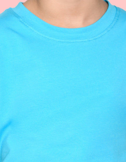NUSYL Boys Sky Blue Bio Washed Cotton Short Sleeve Solid T-shirt