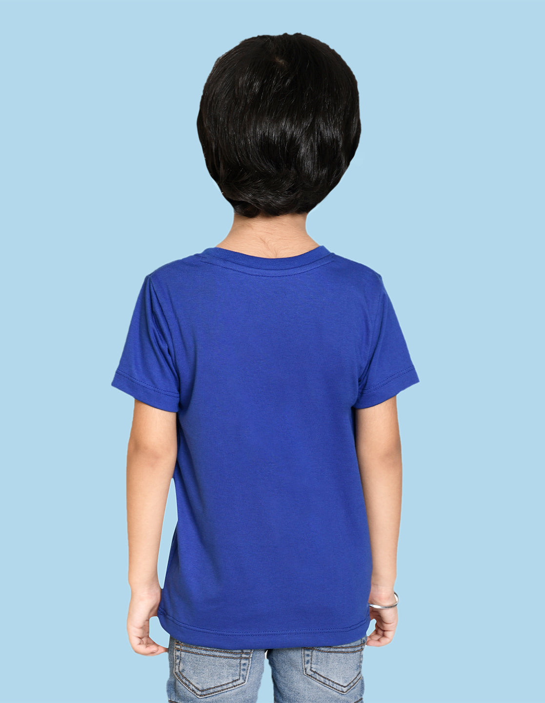NUSYL Boys Royal Blue Bio Washed Cotton Short Sleeve Solid T-shirt