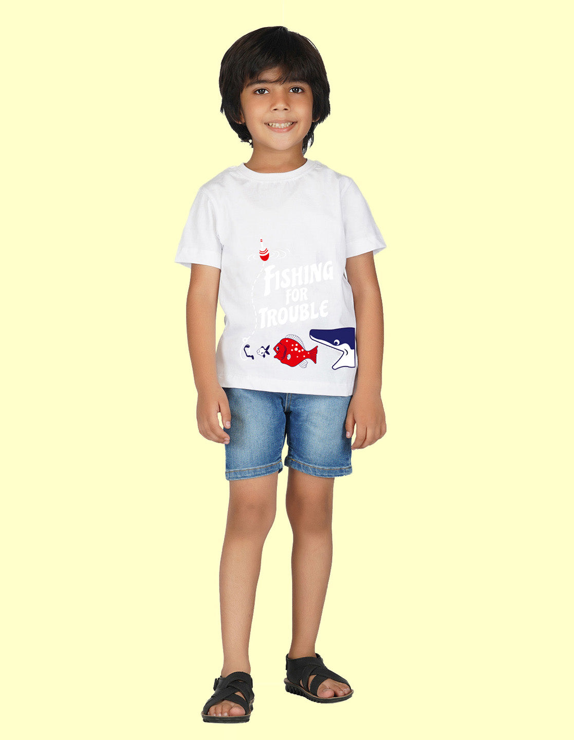 Nusyl Boys White Fish Printed t-shirt