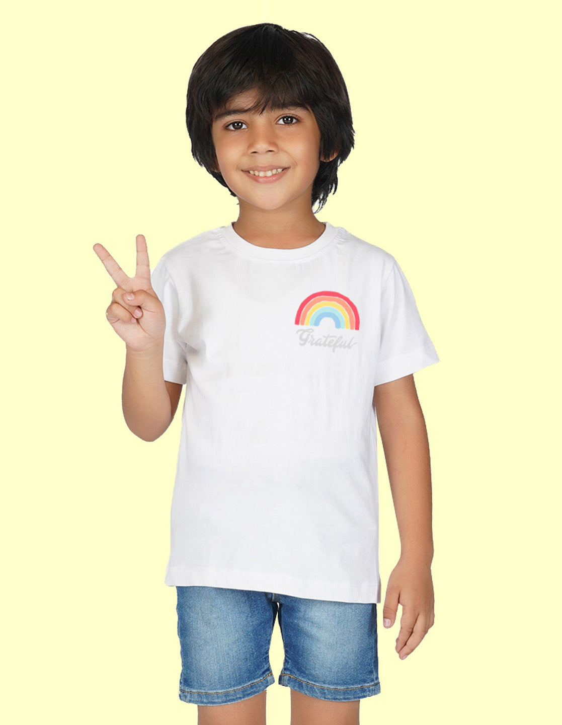 Nusyl Boys White Rainbow Printed t-shirt