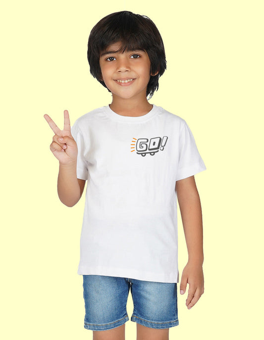 Nusyl Boys White Go Printed t-shirt