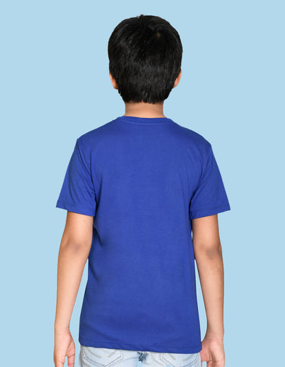 Nusyl boys tractor printed royal blue colored cotton rich tshirt