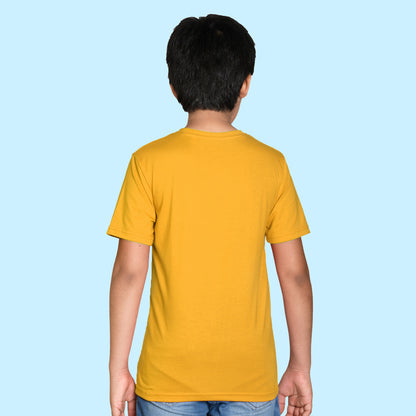 Nusyl boys dino printed yellow colored cotton rich tshirt