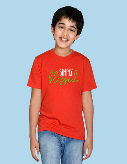 Nusyl boys blessed printed red colored cotton rich tshirt