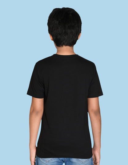 Nusyl boys genius printed black colored cotton rich tshirt