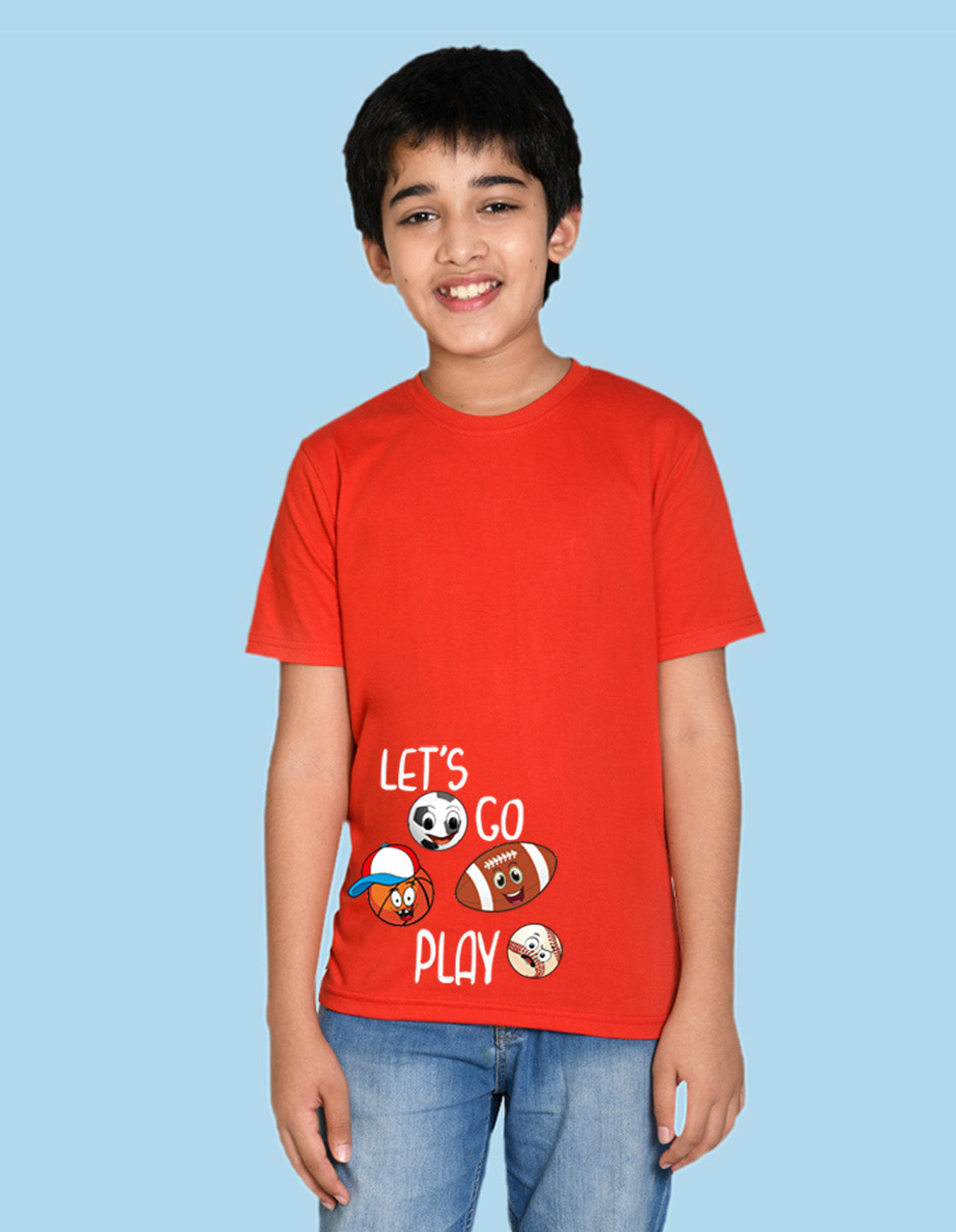 Nusyl boys lets play printed red colored cotton rich tshirt