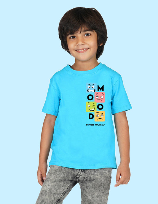 Nusyl Boys Sky Blue Mood Printed t-shirt