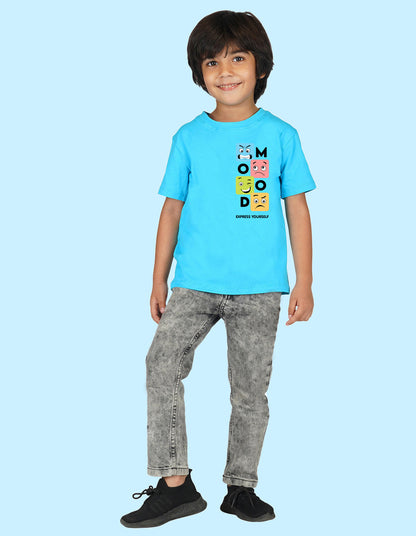 Nusyl Boys Sky Blue Mood Printed t-shirt