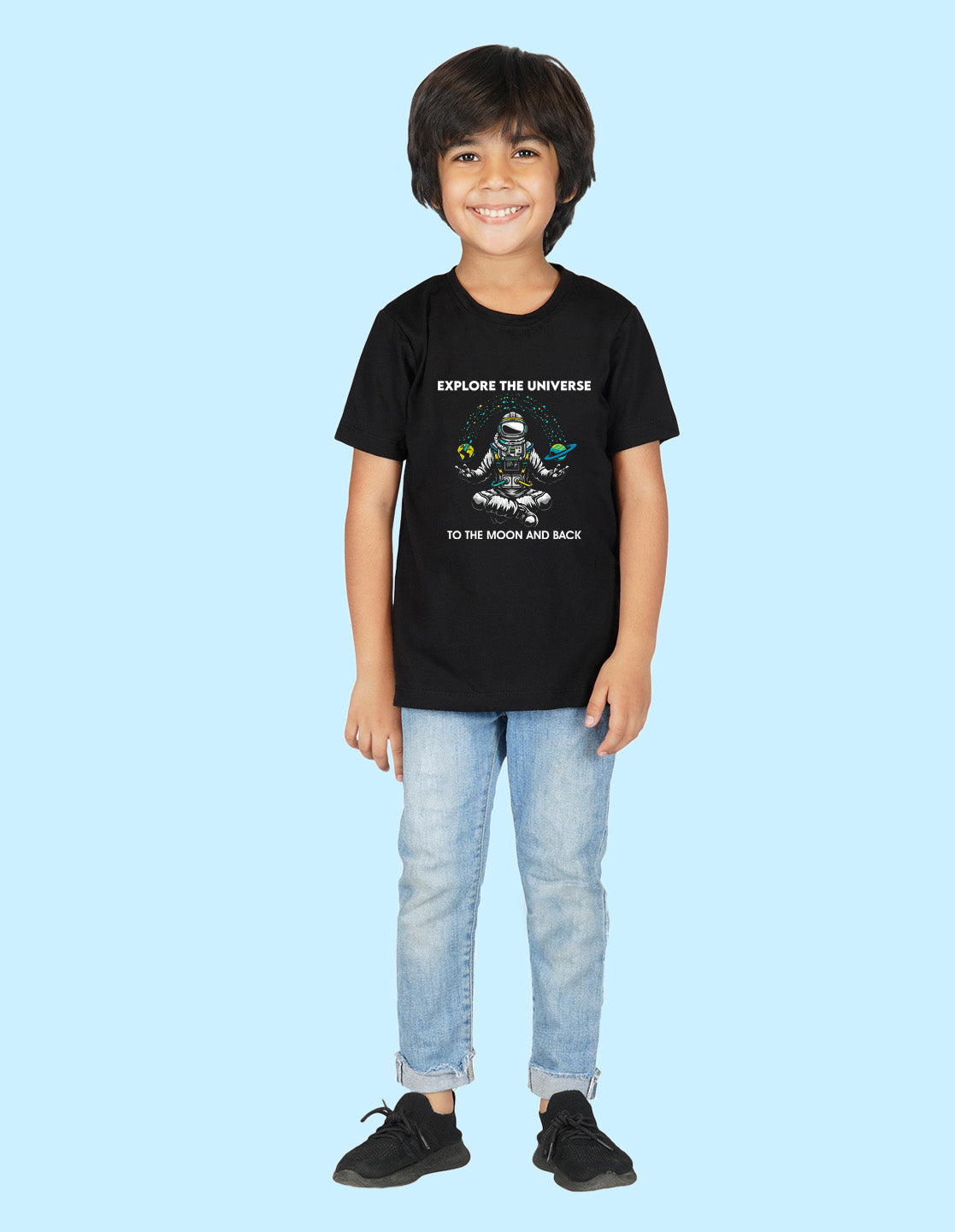 Nusyl Boys Black Astronaut Printed t-shirt