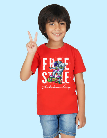 Nusyl Boys Red Free style Printed t-shirt