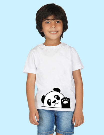 Nusyl Boys White Panda Printed t-shirt