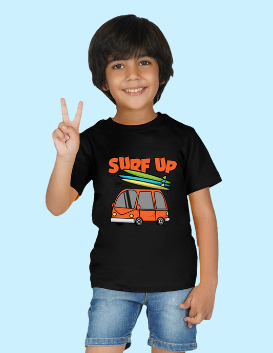 Nusyl Boys Black Surf up Printed t-shirt