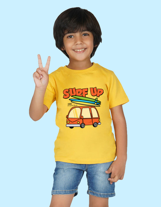 Nusyl Boys Yellow Surf up Printed t-shirt
