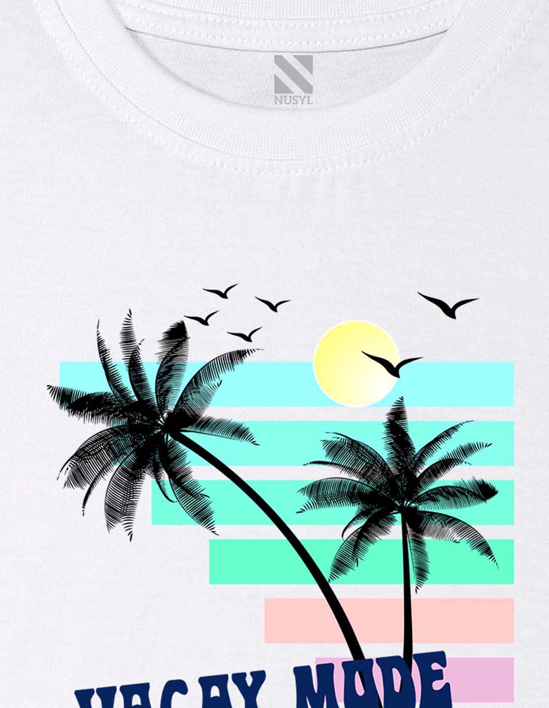 Nusyl Boys White Vacay mode Printed t-shirt