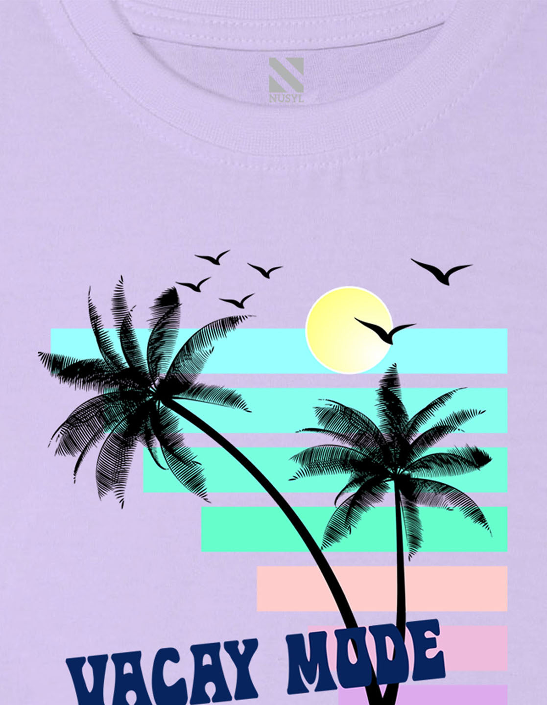 Nusyl Vacay mode Printed Lilac Colour T-shirts