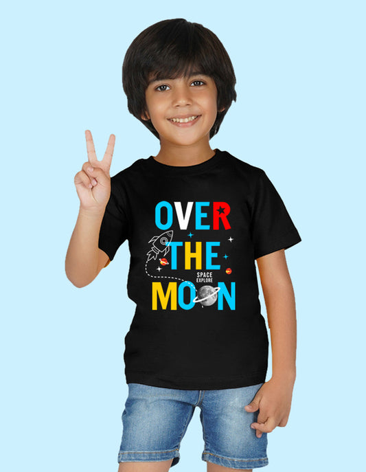 Nusyl Boys Black Over the moon Printed t-shirt