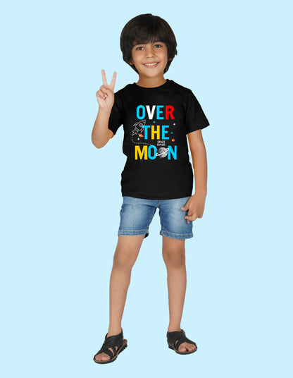 Nusyl Boys Black Over the moon Printed t-shirt