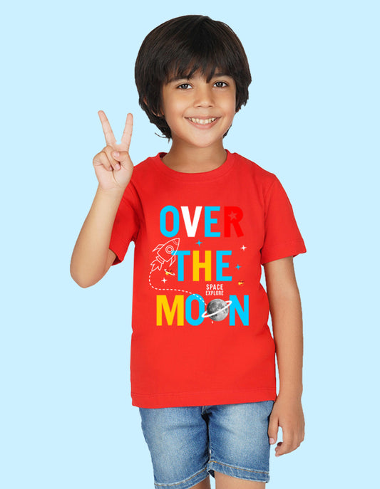 Nusyl Boys Red Over the moon Printed t-shirt