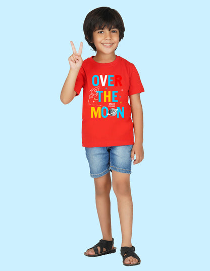 Nusyl Boys Red Over the moon Printed t-shirt