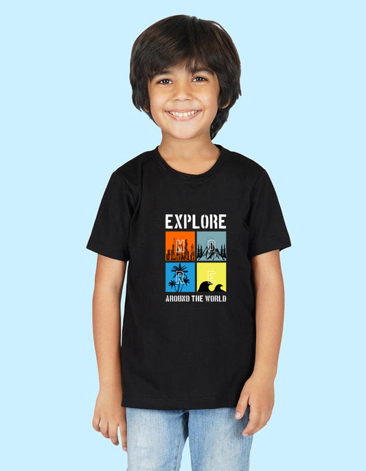 Nusyl Boys Black Explore Printed t-shirt
