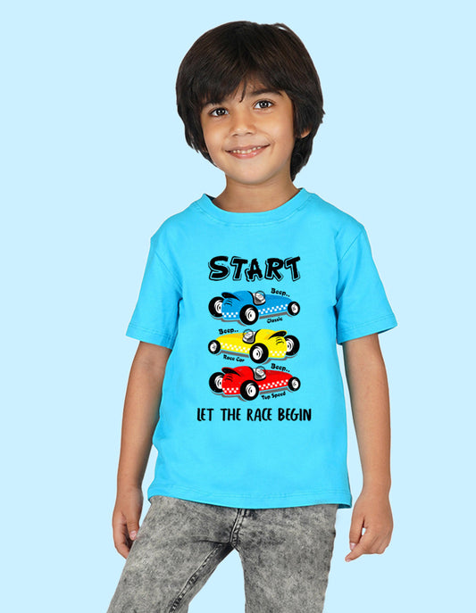 Nusyl Boys Sky Blue Car Printed t-shirt