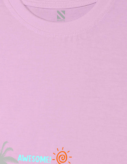 Nusyl Ride the wave Printed Light Pink Colour T-shirts