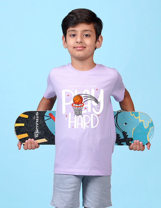 Nusyl Basketball  Printed Lilac Colour T-shirts