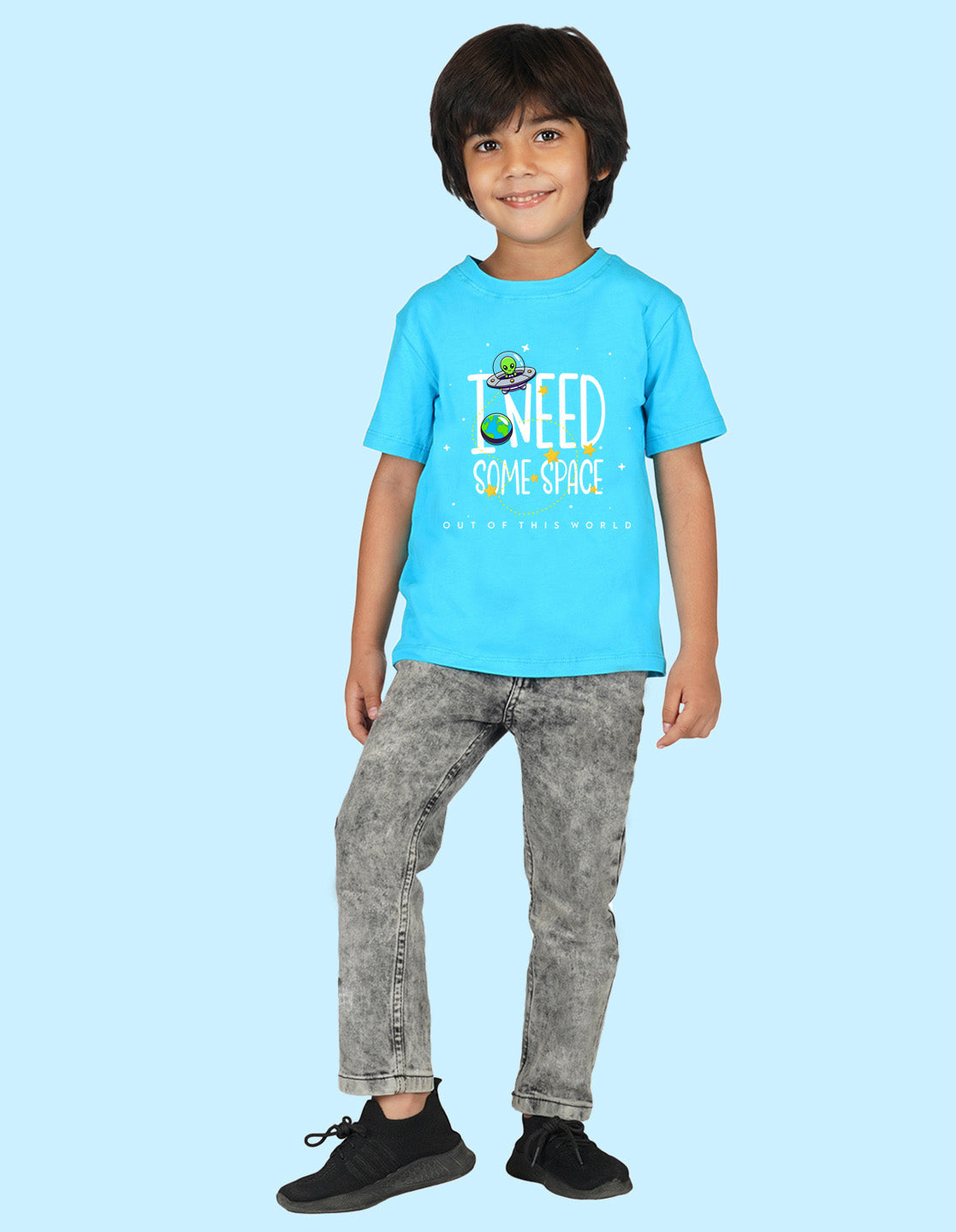 Nusyl Boys Sky Blue Space Printed t-shirt