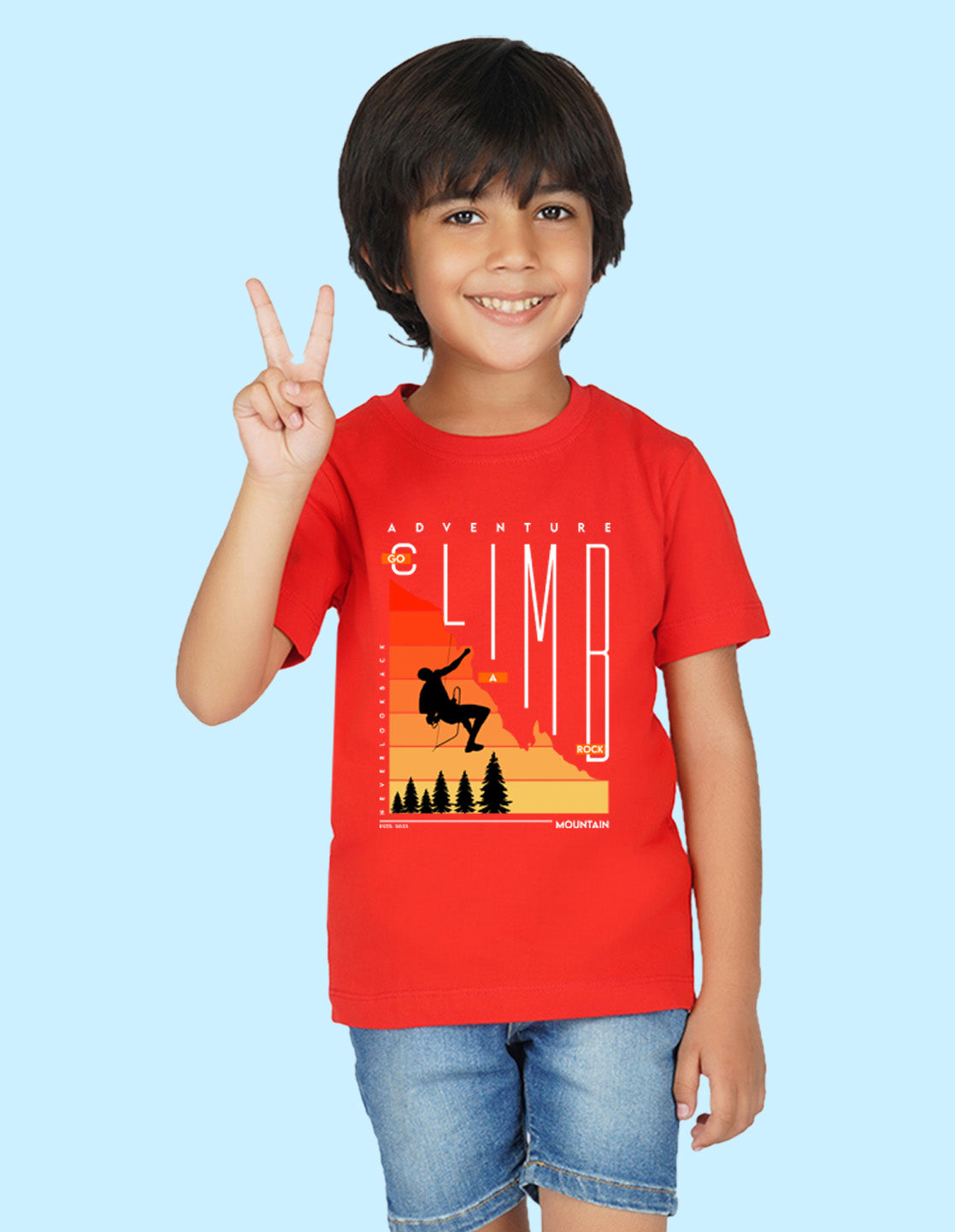 Nusyl Boys Red Climb Printed t-shirt