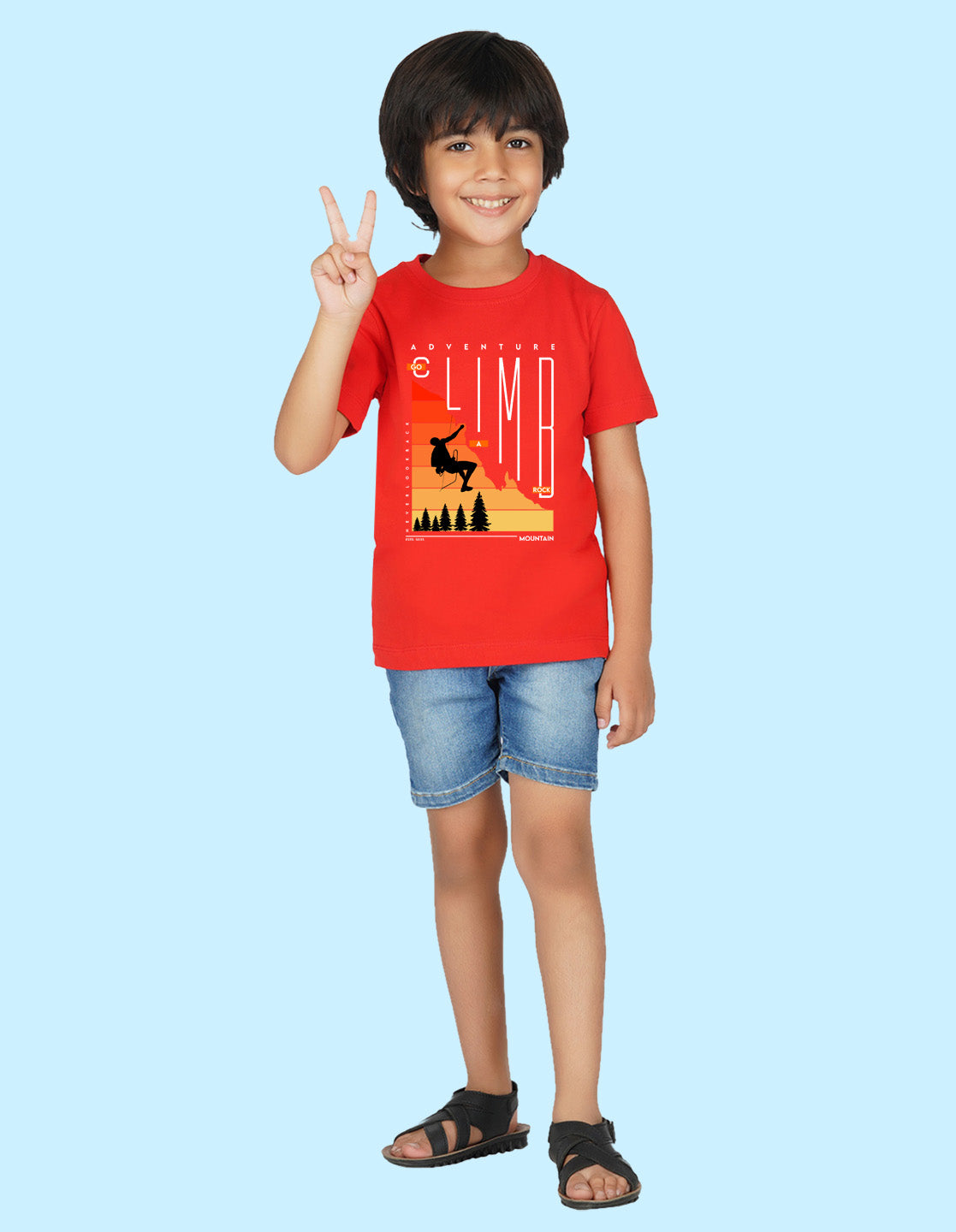 Nusyl Boys Red Climb Printed t-shirt