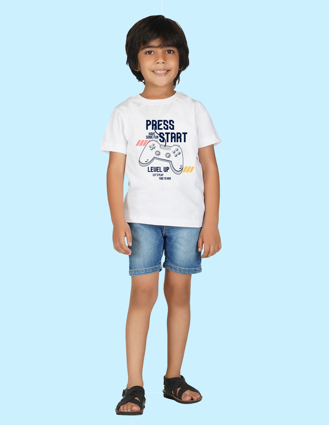 Nusyl Boys White Press start Printed t-shirt