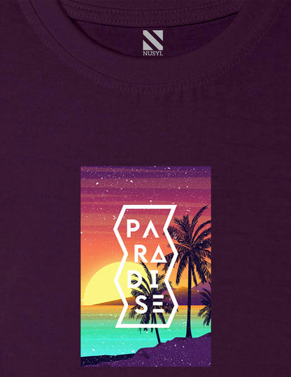Nusyl Paradise Printed Wine Colour T-shirts