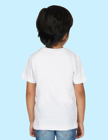 Nusyl Boys White Text Printed t-shirt