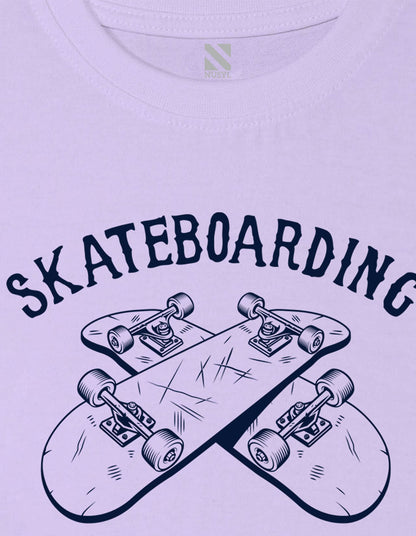 Nusyl Skateboarding Printed Lilac Colour T-shirts