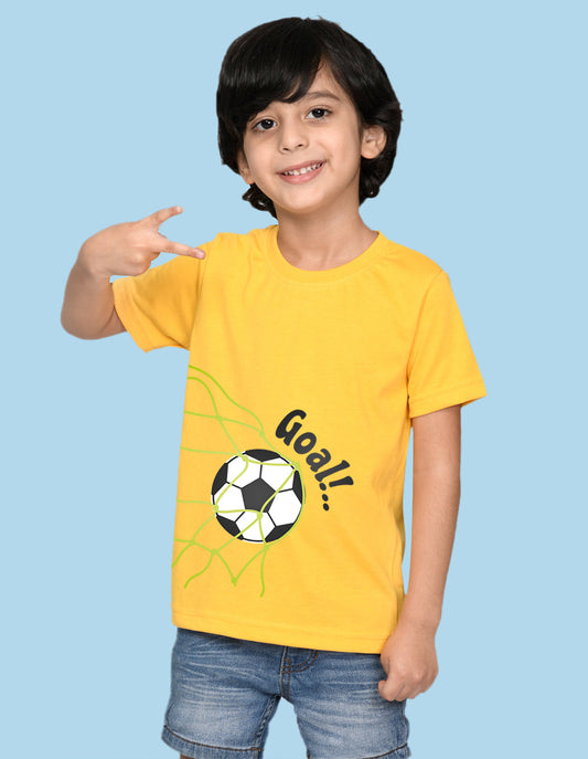 Nusyl Goal Yellow Biowashed Cotton Half  T-shirt T-shirt