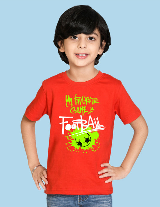 Nusyl Football Red Biowashed Cotton Half  T-shirt T-shirt