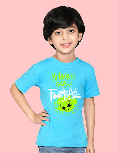 Nusyl Football Sky blue Biowashed Cotton Half  T-shirt