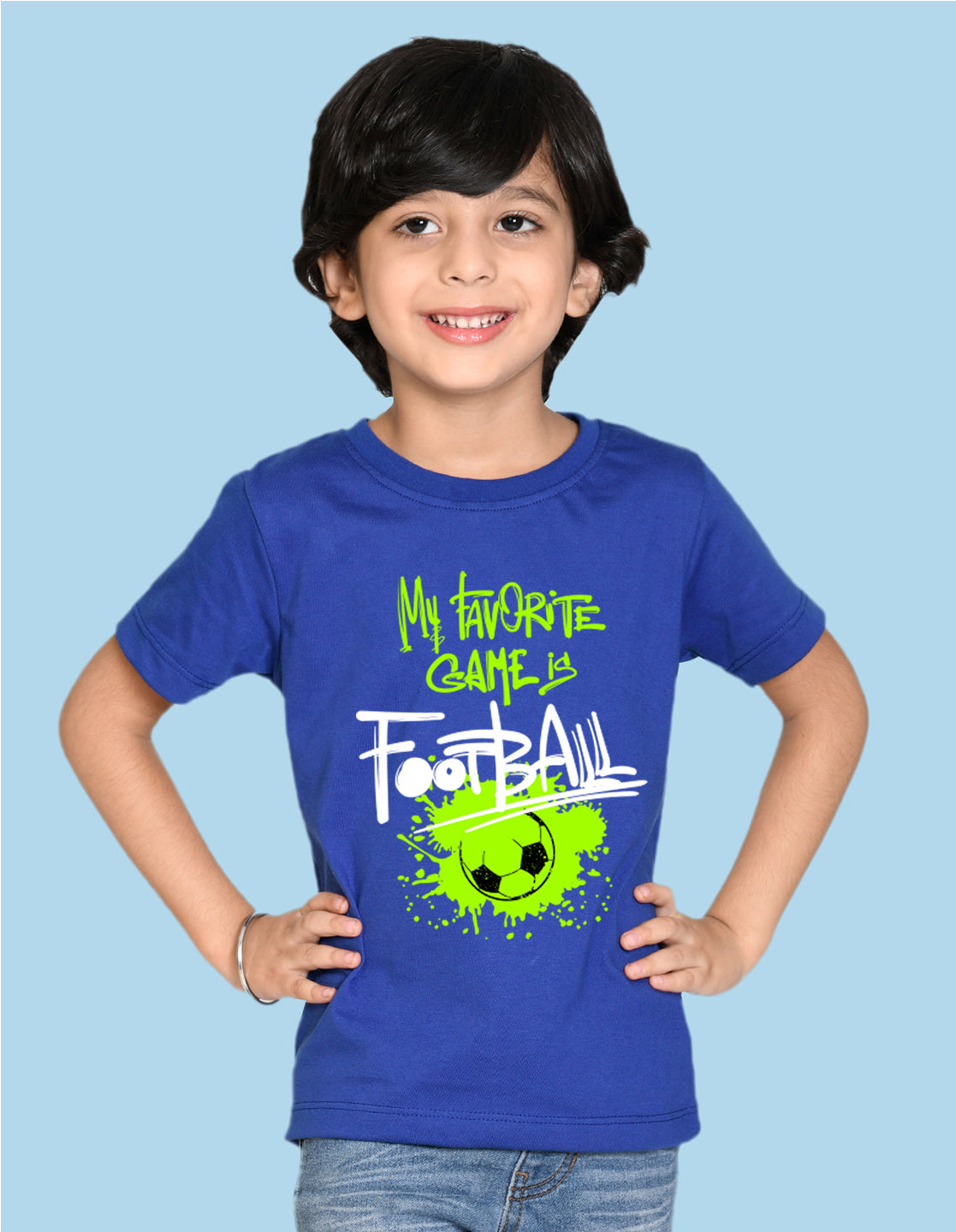 Nusyl Football Royal blue Biowashed Cotton Half  T-shirt