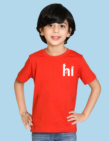 Nusyl Hi Printed Red Biowashed Cotton Half  T-shirt T-shirt